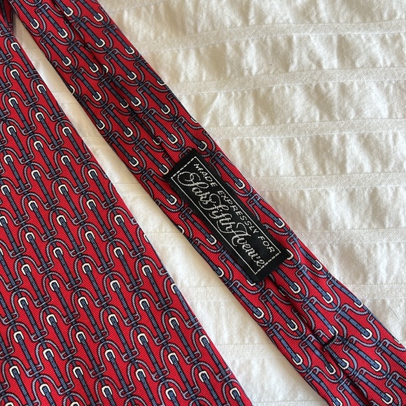 Vintage 100% silk red, blue and white pattern tie - Picture 2 of 6